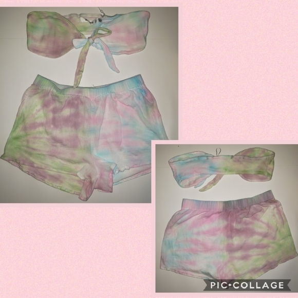 Tie dyed bandeau top and short set - Picture 1 of 7
